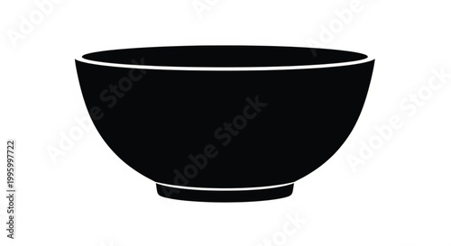 Simple bowl silhouette front view isolated on white background minimal black kitchen vector icon for food serving and restaurant design use