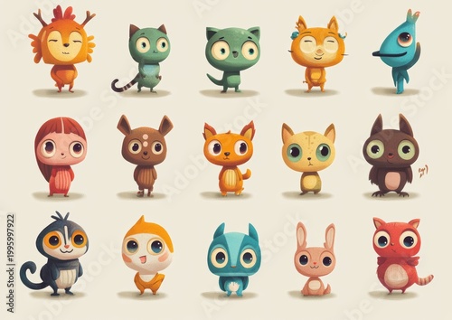 set of funny animals