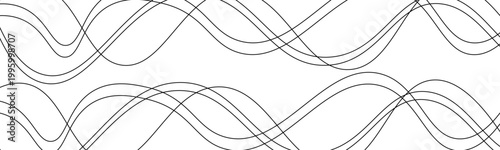 Artistic Abstract Vector Illustration of Bold Thin Wave Lines with Organic Movement and Modern Minimal Style on White Background.