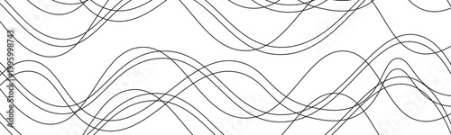 Artistic Abstract Vector Illustration of Bold Thin Wave Lines with Organic Movement and Modern Minimal Style on White Background.