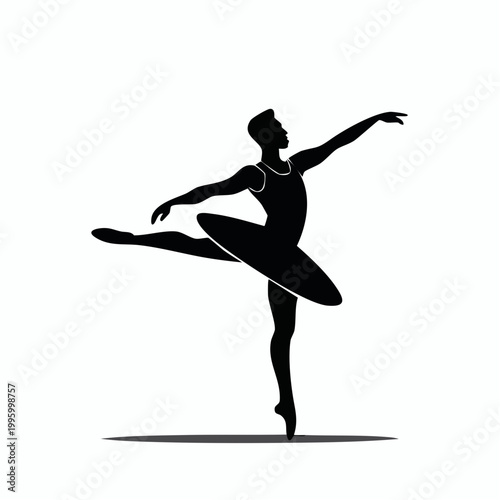 Silhouette of a male ballet dancer in a graceful pose