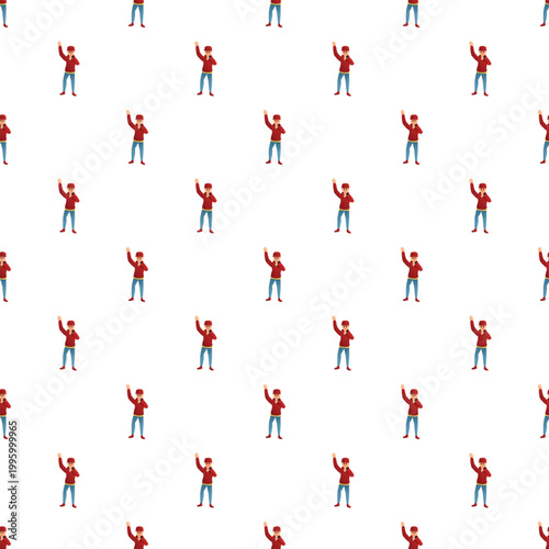 Male character wearing a red hoodie and cap creating a repeating rapping man pattern