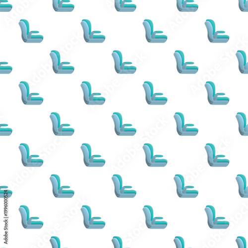 Baby car seats repeating in a seamless pattern on white background
