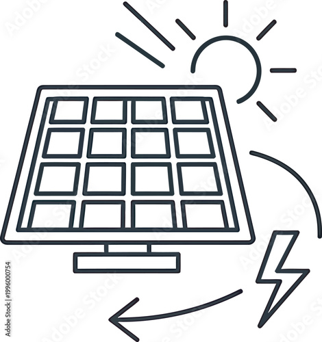 Solar panel converting sunlight into electricity