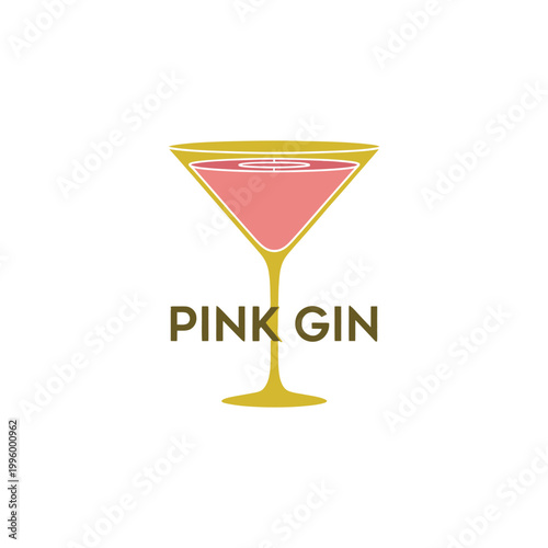 Pink gin cocktail in a martini glass with a blue glow on a black background
