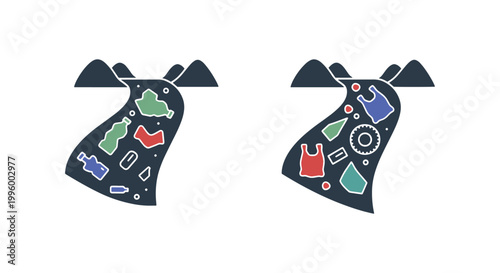 Dirty river Line art vector clean colorful pattern illustration