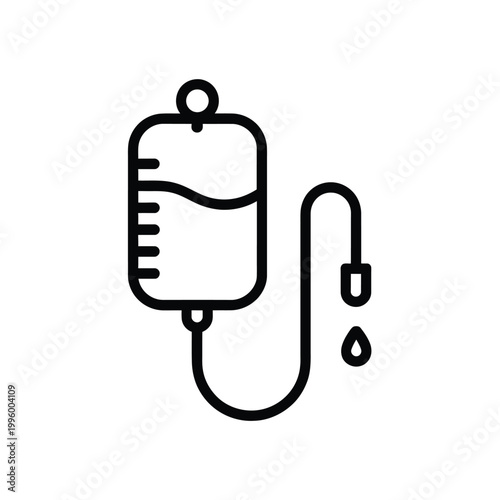 Simple line drawing of an iv drip bag and tubing
