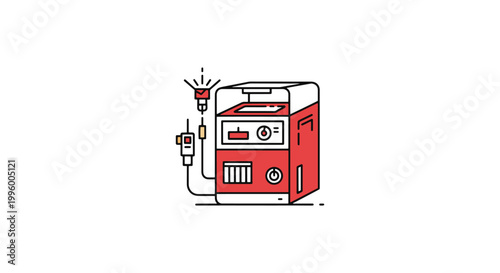 Gas welding kit box Line art modern abstract minimal illustration