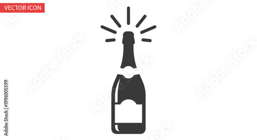 Black silhouette of a champagne bottle.