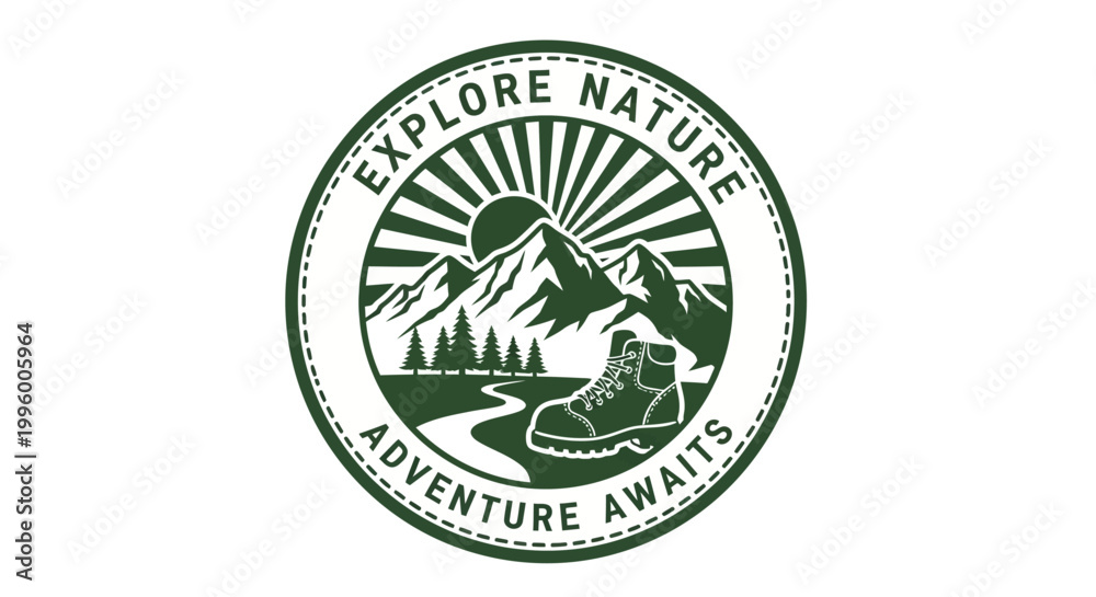 Obraz premium Explore Nature Adventure Awaits Logo Design.