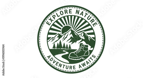 Explore Nature Adventure Awaits Logo Design.