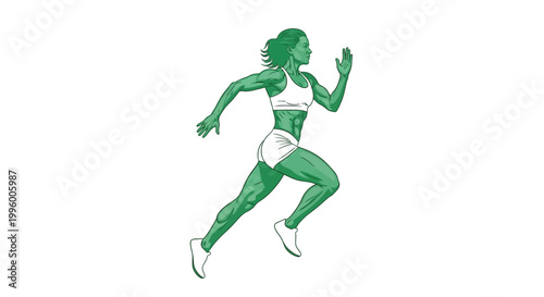 Female runner in dynamic pose isolated illustration