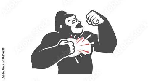 Gorilla flexing muscles strong animal.