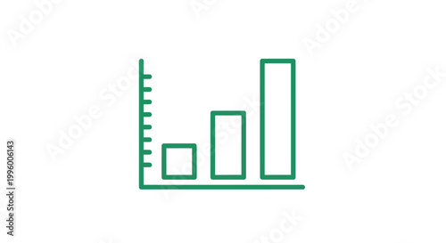 Green bar chart graph icon.
