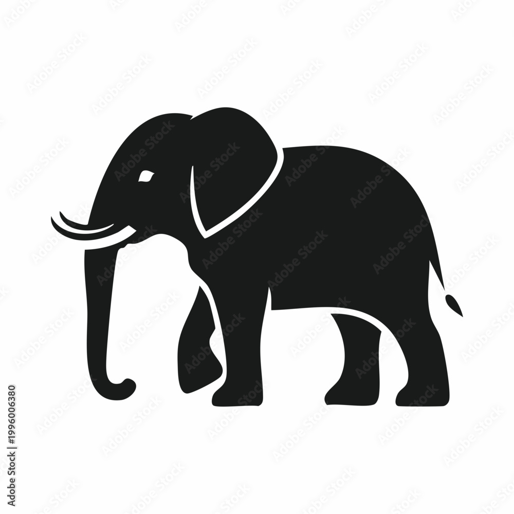 Fototapeta premium Black silhouette of an elephant