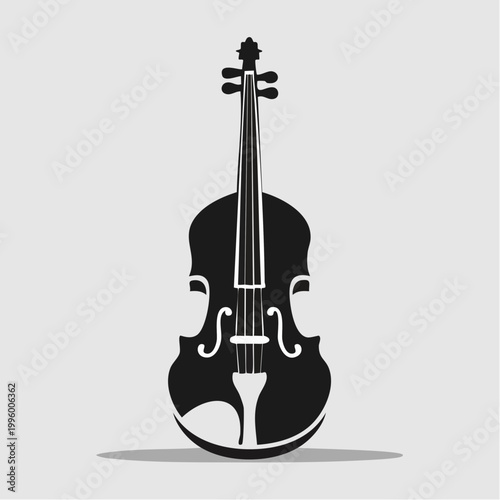 Black silhouette of a violin on a gray background