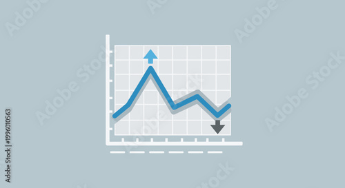 Stock Market Graph with Up and Down Arrows, Financial Growth and Decline Concept