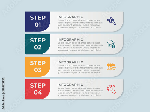 vector illustration infographic design template with 4 steps. Template for process, presentations, layout, banner, brochure.