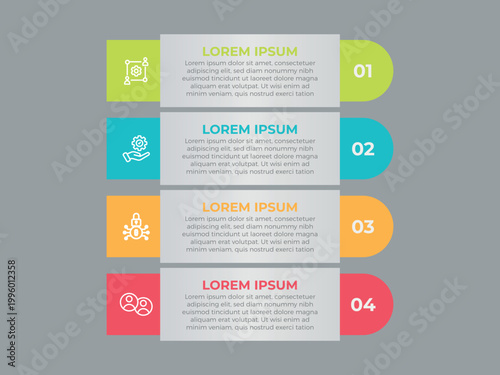 vector illustration infographic design template with 4 steps. Template for process, presentations, layout, banner, brochure.