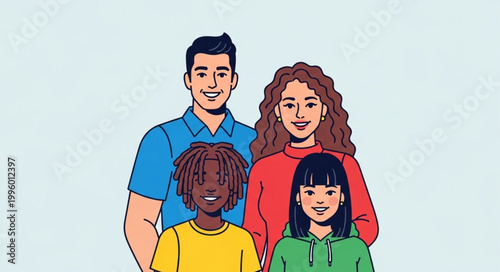 Happy Diverse Family Posing Together Smiling For A Portrait.