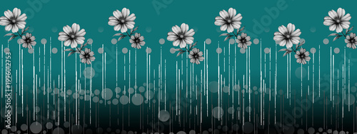 New digital modern floral border for digital print.