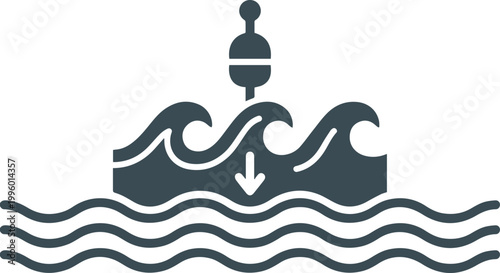 Wave energy icon flat vector silhouette