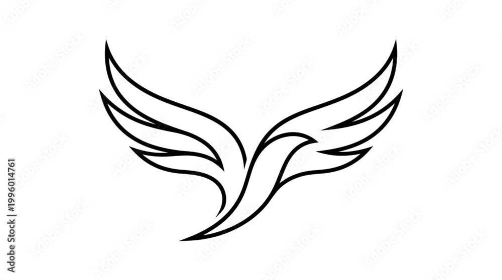 Naklejka premium Abstract bird icon winged design silhouette