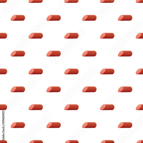 Sausage meat slices creating a seamless food pattern on a white background