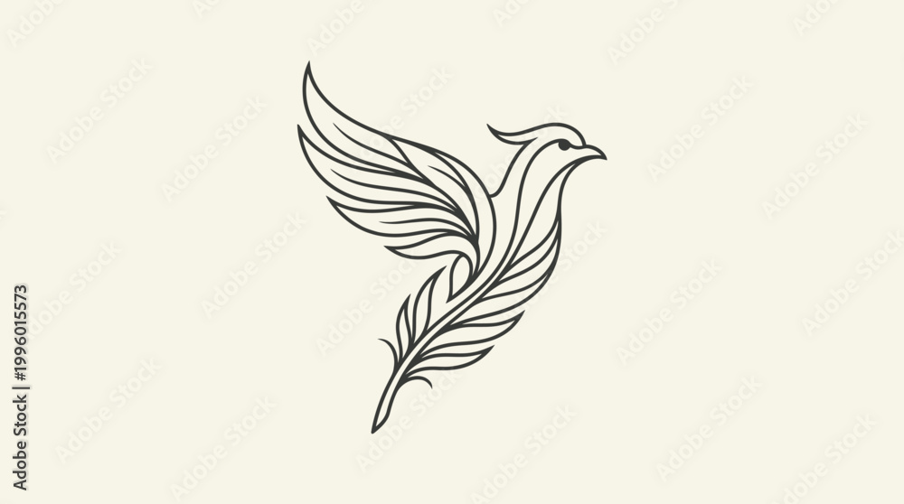 Fototapeta premium Stylized bird graphic in flight isolated on white