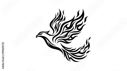 Stylized phoenix illustration soaring