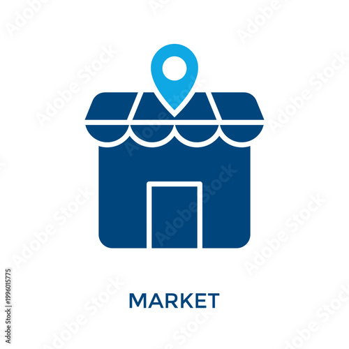 Market Icon Dual Tone Style. Vector Illustration For Graphic Design