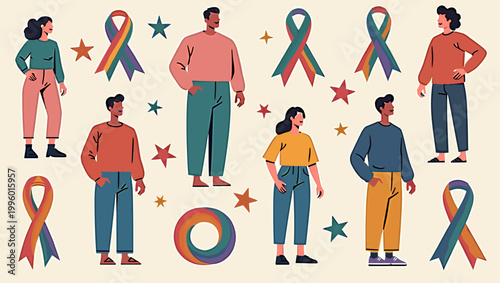 A vibrant ribbon symbolizing support and awareness. Ideal for campaigns, healthcare visuals, or representing unity and hope in social media content.