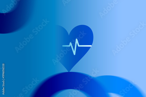 Heart Rate Health Concept Background with ECG Line on Blue Gradient. Cardiology and medical wellness. Digital background for health apps, hospitals, and insurances.