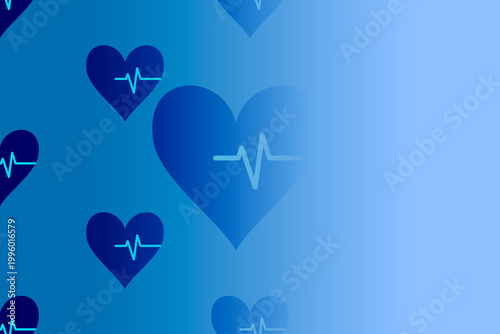 Heart Rate Health Concept Background with ECG Line on Blue Gradient. Cardiology and medical wellness. Digital background for health apps, hospitals, and insurances.