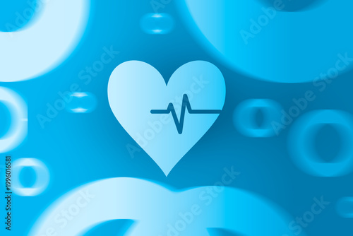 Heart Rate Health Concept Background with ECG Line on Blue Gradient. Cardiology and medical wellness. Digital background for health apps, hospitals, and insurances.