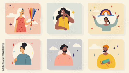 A cheerful and modern illustration of a woman, conveying positivity and confidence. Ideal for branding, website graphics, or representing personal gro