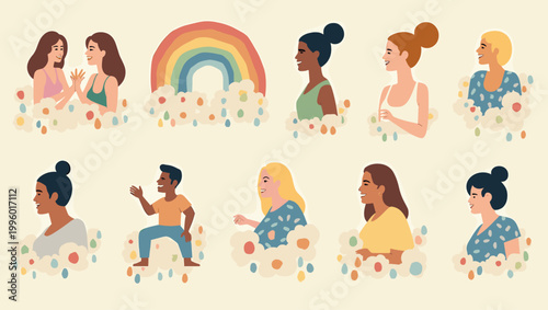 A peaceful illustration of a woman's profile with abstract shapes flowing from her, representing ideas and thoughts. Ideal for articles about creativi