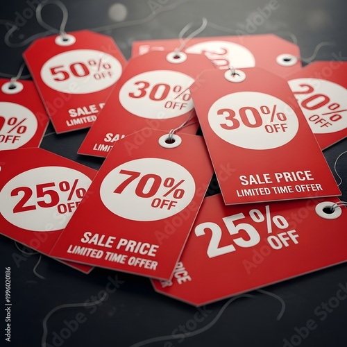 Massive Discount Tags with Percentage Off Sales for Limited Time Offers