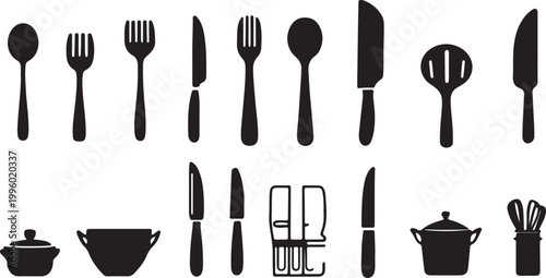 Set of stainless steel fork spoon and knife cutlery isolated on white background