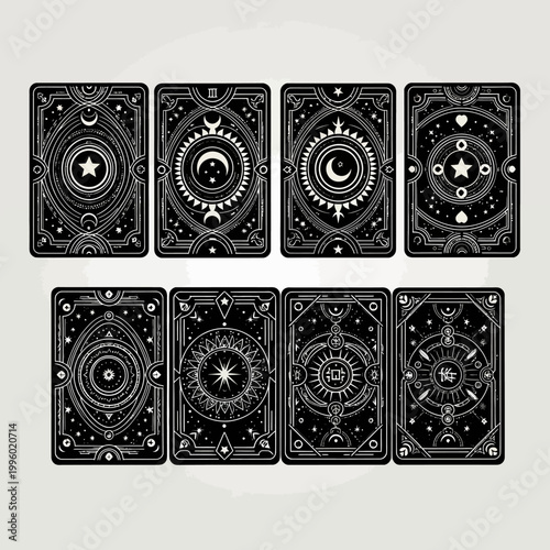 Esoteric Tarot Card Backs, Mystical Celestial Designs, Fortune Telling