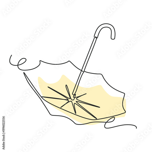 Open Umbrella on Floor – Minimalist One Line Art Vector Illustration