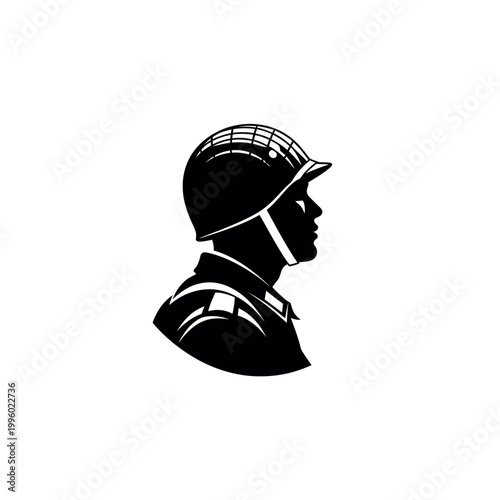 Silhouette of a Soldier in Profile View.