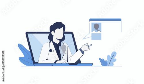 Online Doctor Telemedicine Clinical Flat Vector Illustration
