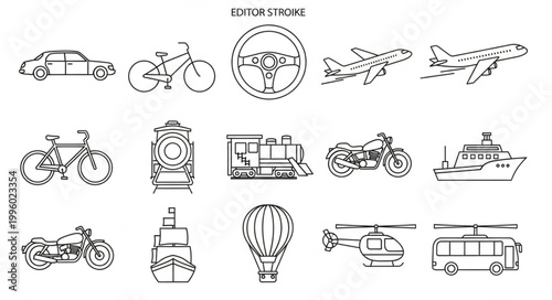 Collection of Transportation Icons and Symbols.