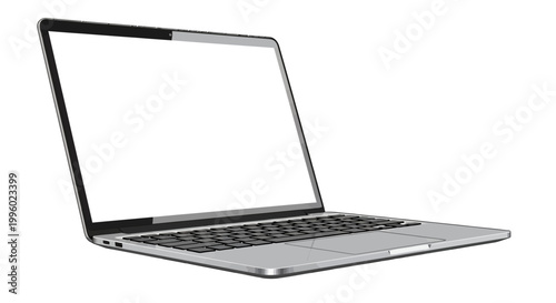 Laptop computer with open screen.
