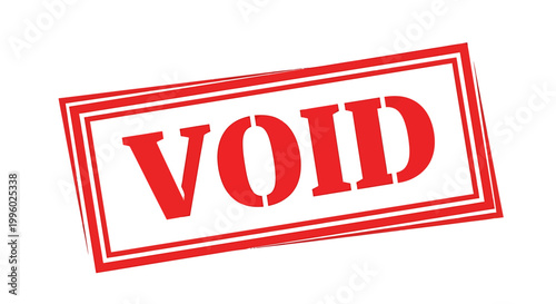 Red void stamp with rectangular border on white background
