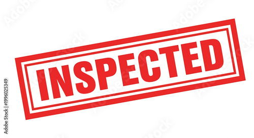 Red inspected stamp on white background for approval and verification purposes
