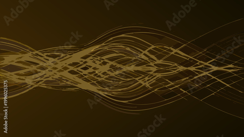 Abstract golden lines swirl and intersect against a dark brown background creating dynamic energy