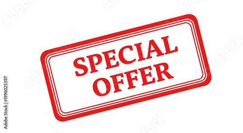 Red special offer stamp on white background for marketing and advertising purposes