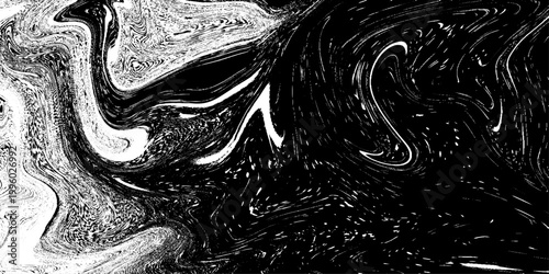abstract monochrome liquid marble pattern vector illustration with smooth fluid swirls and elegant black and white organic texture design